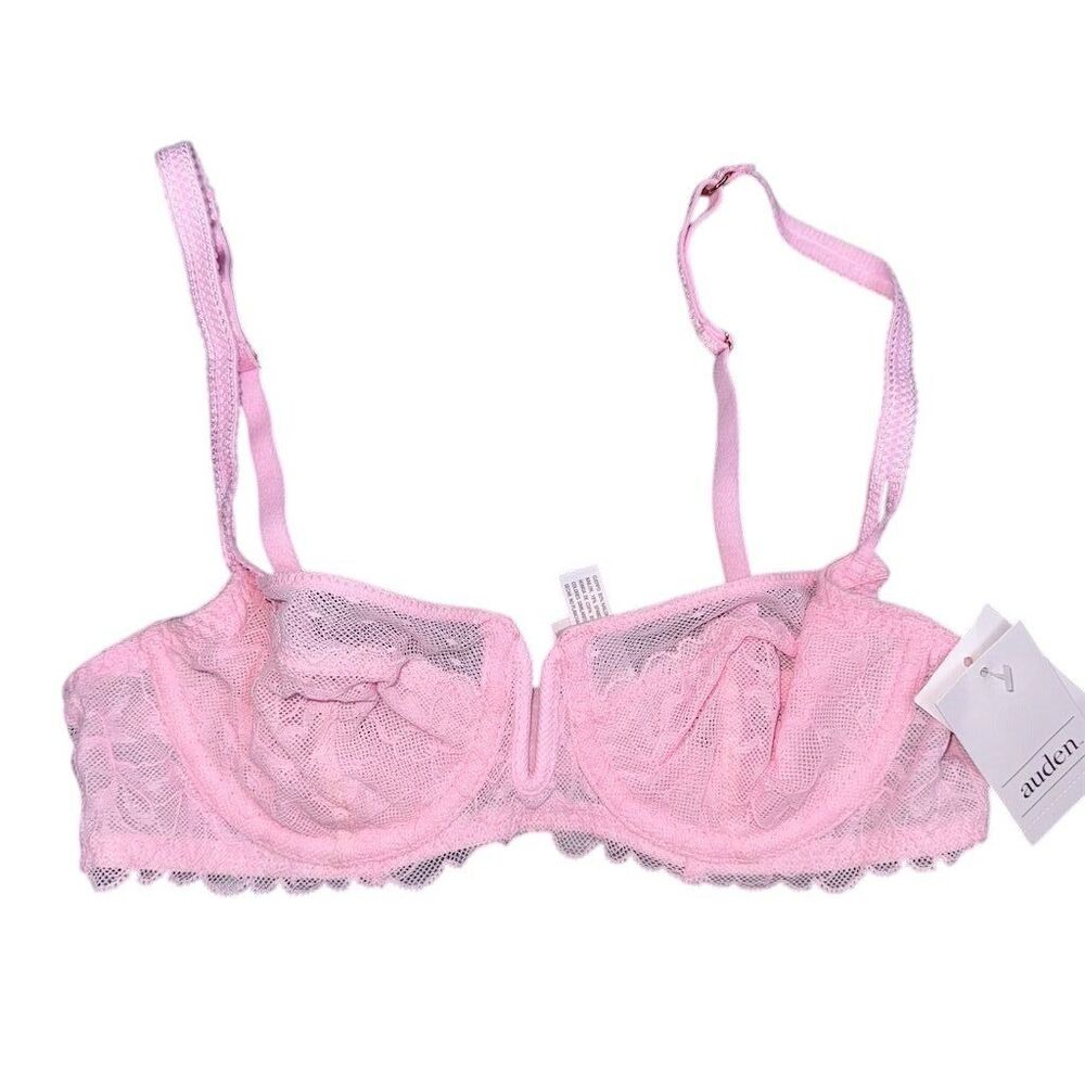 Auden Women's Pink Lace‎ Balconette Bra 32A Unlined Underwire